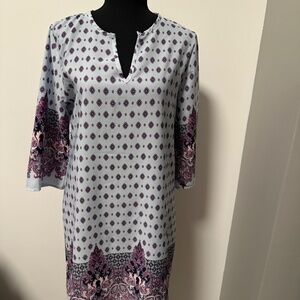 **MIA + TESS* Blue x Magenta Long Sleeve V-Neck Dress Size Small